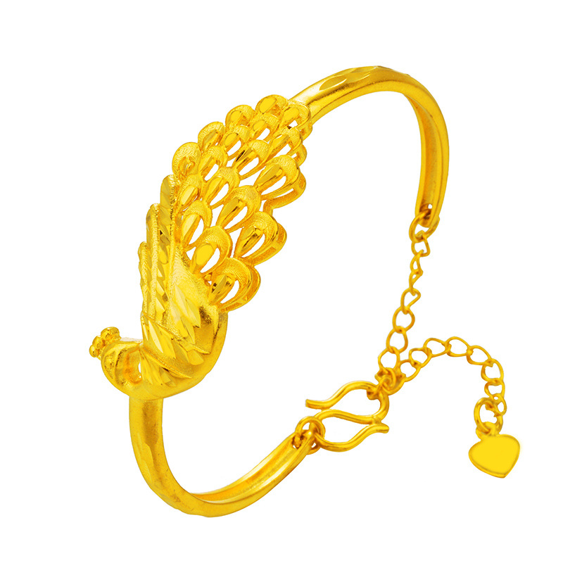 999 oro Vietnam oro Pavo Real pulsera femenina festiva novia estilo étnico retro Phoenix abierto pulsera image 6