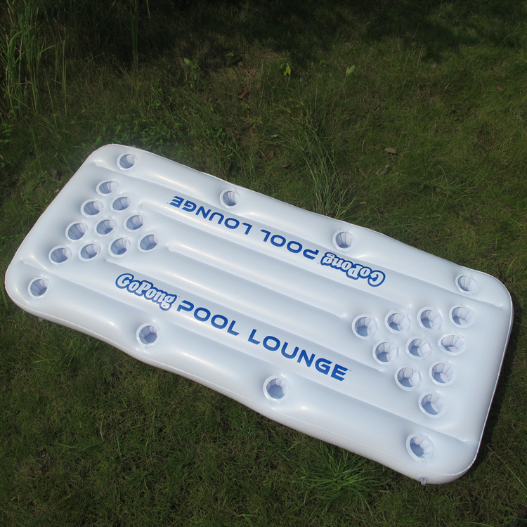 BSCI factory water inflatable 22 hole 24 hole game table 28 Cup hole floating row table tennis Beer Table floating bed recliner