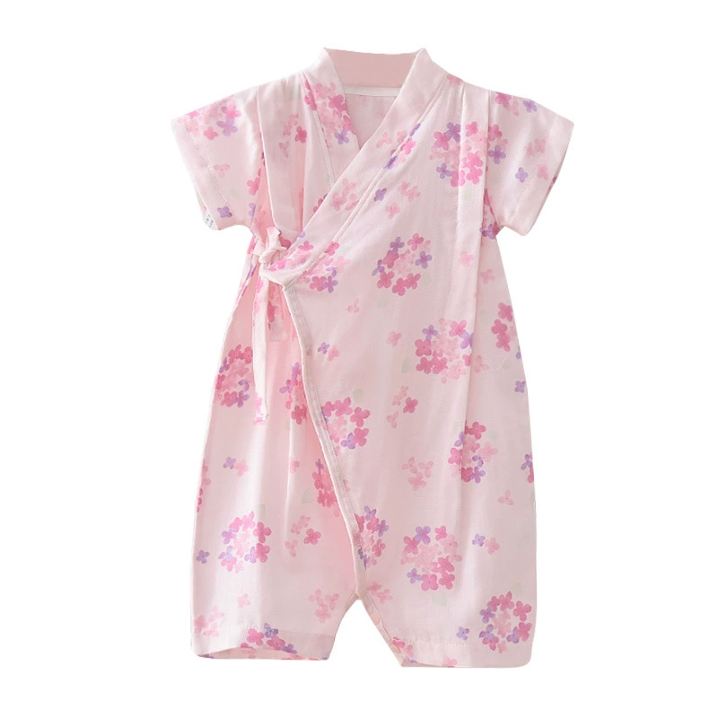 Марлевый комбинезон с короткими рукавами для новорожденных, летняя тонкая толстовка с короткими рукавами, кимоно для мальчиков и девочек