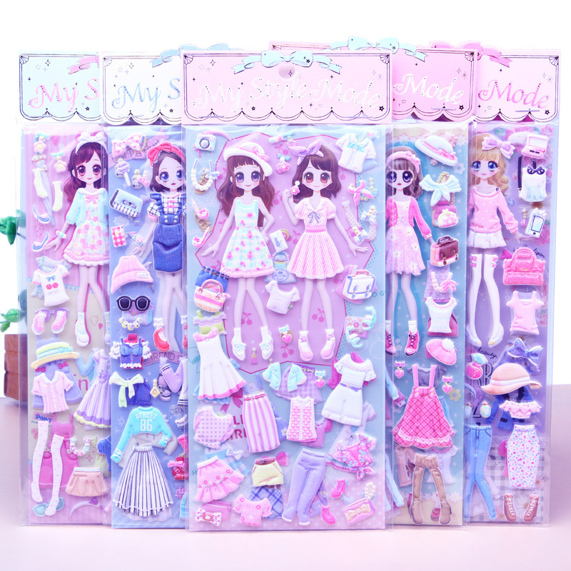 Shinkle Girl Dress-up Puzzle Sticker Princess Girl Dress-up Stereo Children Cartoon Bubble Award Sticker