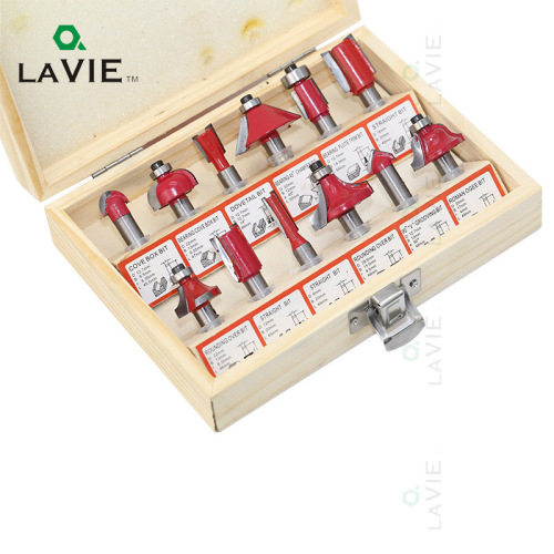 1/4 handle 6.35 handle 12-piece set 15-piece milling cutter set edge trimming machine woodworking milling cutter manufacturer direct sales cutter head set