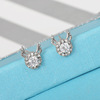 Earrings, zirconium, Korean style, simple and elegant design, with snowflakes