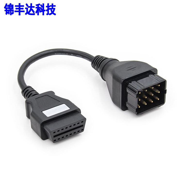 12pin for renault to OBD2 16pin 雷诺12针老款卡车转接线