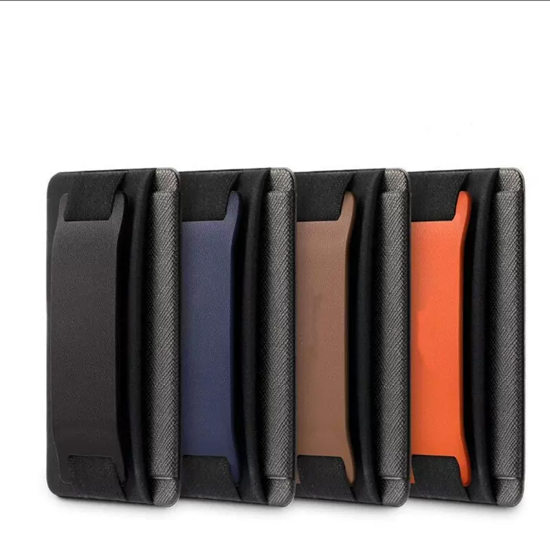 一件代发莱卡支架卡套  横款皮革盖头手机背面钱包 自粘手机卡套