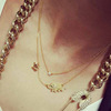 Trend metal golden water, crystal, fashionable necklace, accessory, Korean style, wholesale