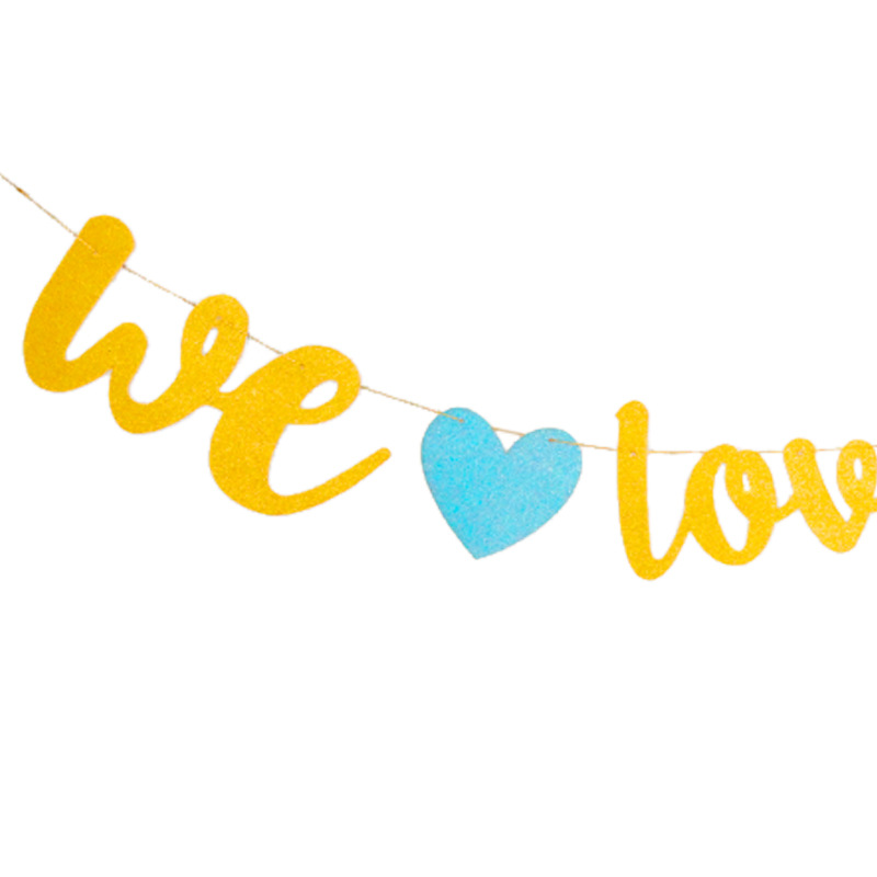 Bebé años de edad decoración del partido europeo y americano de los hombres y las mujeres de niño o niña te amamos Glitter Garland