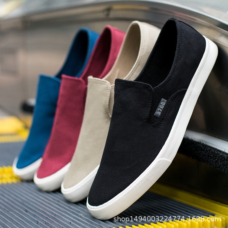 Old Beijing Cloth Shoes Men's Korean-style Fashionable Casual All-match Men's Shoes Slip-on Lazy Shoes Low-top Comfortable Canvas Shoes for Men Old Beijing Cloth Shoes Men's Korean-style Fashionable Casual All-match Men's Shoes Slip-on Lazy Shoes Low-top Comfortable Canvas Shoes for Men
