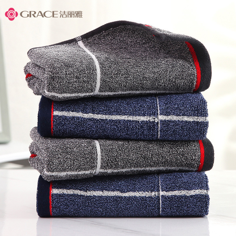 Jieliya 6729 cotton towel thickened soft absorbent Plaid household face towel men's sweat-wiping sports towel