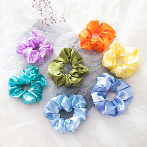 European and American cross-border imitation silk hair rings for women's large hair accessories simple solid color head ropes high elastic large intestine ring fabric hair rings