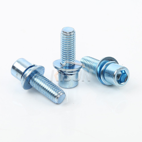 Hexagonal bolt with tapered shank, spring washer, flat washer three-piece set, galvanized M5X10 M5X12