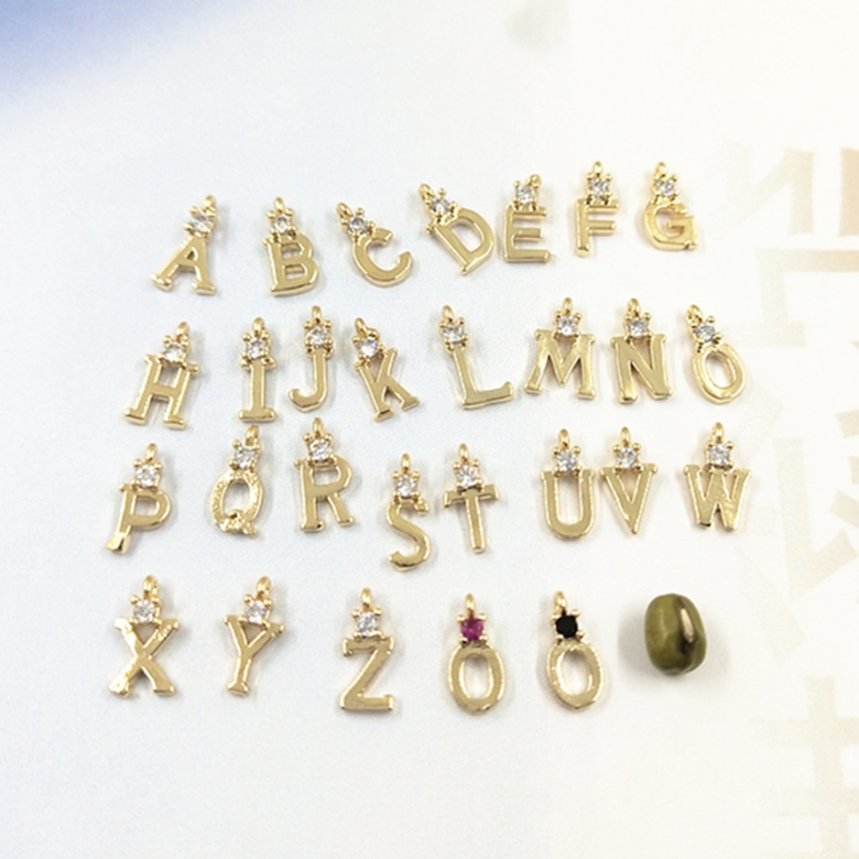 Korean Popular 14K Thick Gold Bag Gold Mini Set English Letter White Diamond Pendant Pendant DIIY Jewelry Accessories