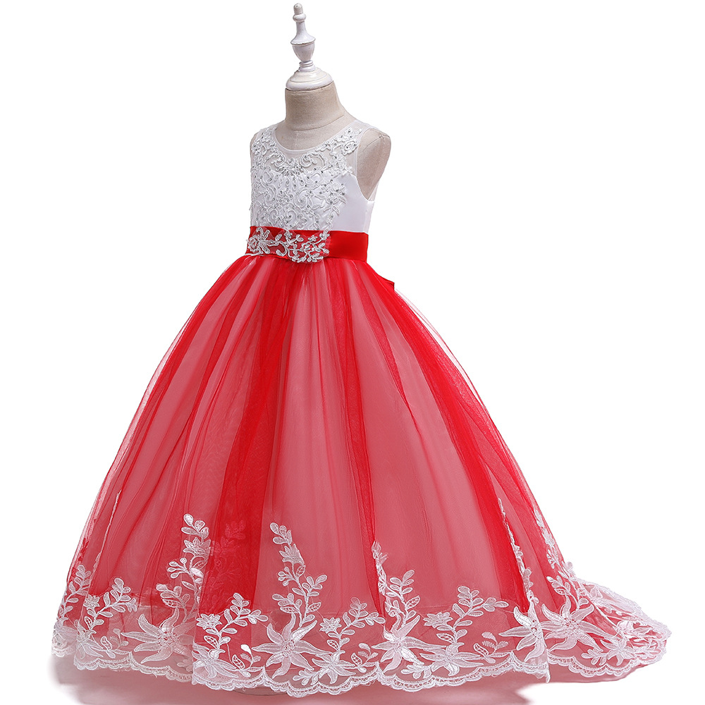 Children's long skirt, lace wedding dress, long small princess costume, evening dress, Amazon 2