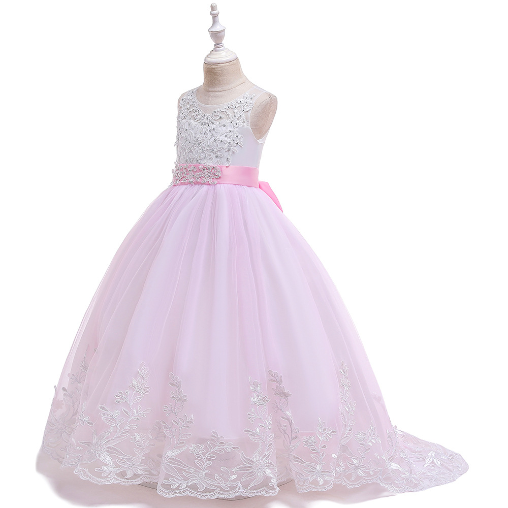Children's long skirt, lace wedding dress, long small princess costume, evening dress, Amazon 3