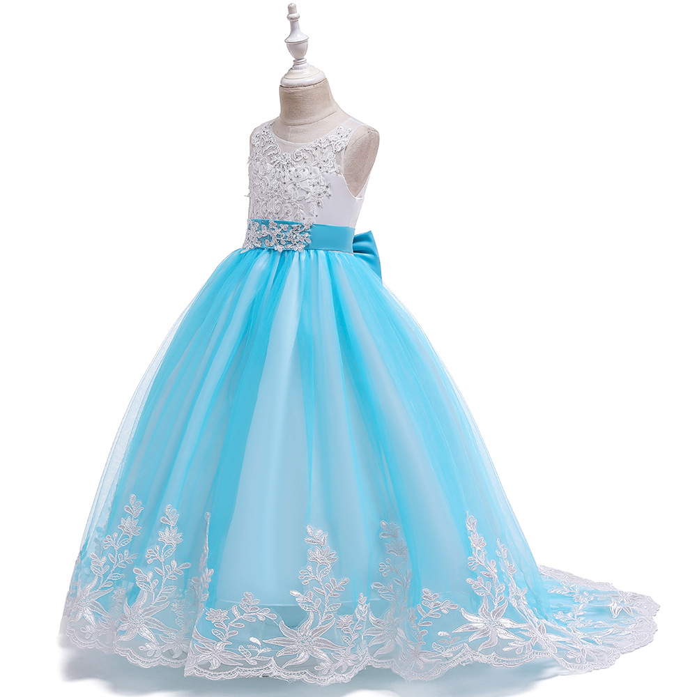 Children's long skirt, lace wedding dress, long small princess costume, evening dress, Amazon 4