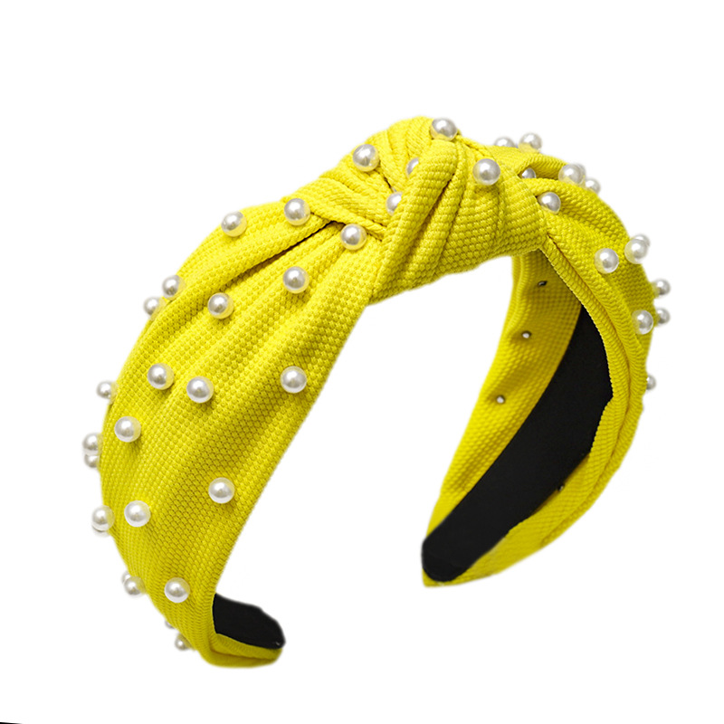 Suministro transfronterizo de simple Corea del Sur uñas perla nudo pelo aro color sólido dulce paño cabeza hebilla fábrica al por mayor C497