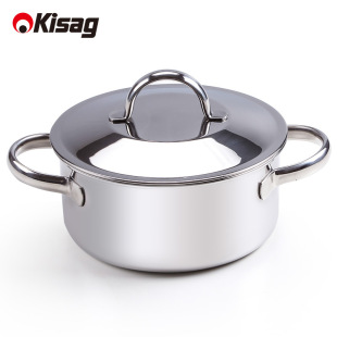 Swiss Kisag15cm stainless steel three-layer pot 304 stainless steel induction cooker gas pot small hot pot soup pot