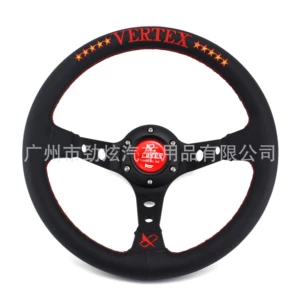 Cross-border hot-selling car modification universal 14-inch high-quality leather aluminum steering wheel racing Universal steering wheel modification