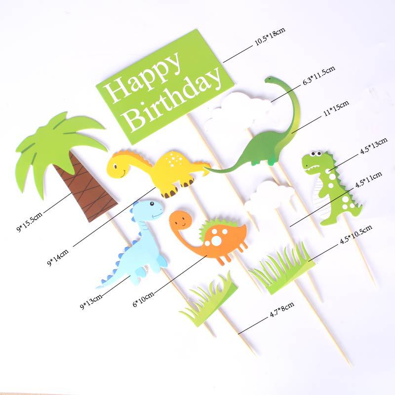 Baking Cake Decoration Jurassic Dinosaur Flag Dessert Table Topper Insert Card Cartoon Cake Insert