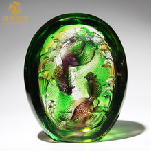 琉璃鱼摆件工艺品金玉良缘结婚礼物送闺蜜新房客厅乔迁古法琉璃