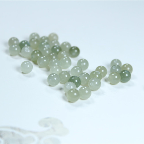 Manufacturer Direct Sale Hetian Jade Half-Hole Round Beads Old Style Bead Strand Loose Beads DIY Bracelet Necklace Jade Accessory Semi-Finished Product
