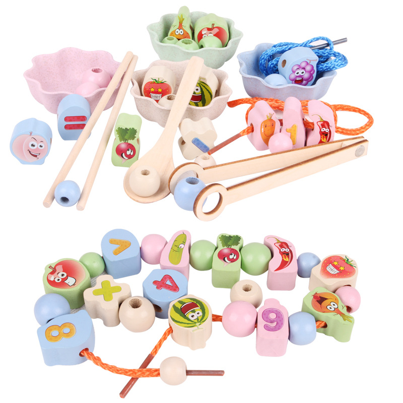 Juguetes de educación temprana Montessori para niños lotes de cuentas de horquilla cuentas de bolas 3-4-5-6 años de edad del bebé esencia de la mano entrenamiento de acción