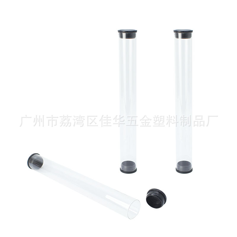 工厂供应透明PC塑料包装管两头配盖子可印刷或贴贴纸带盖工厂直供