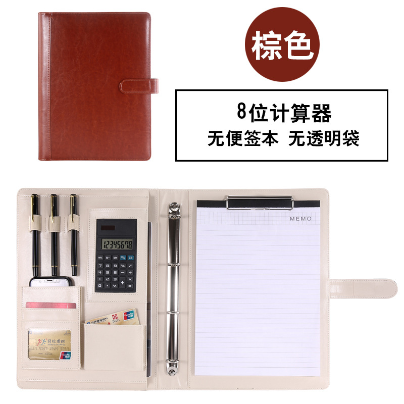 Fabricante A4 de hojas sueltas carpeta Gerente de material con cremallera bolsa de oficina de negocios CONTRATO DE firma tablero clip de cuero