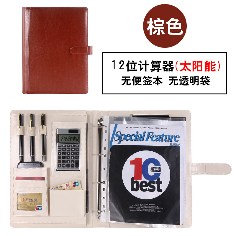 Fabricante A4 de hojas sueltas carpeta Gerente de material con cremallera bolsa de oficina de negocios CONTRATO DE firma tablero clip de cuero