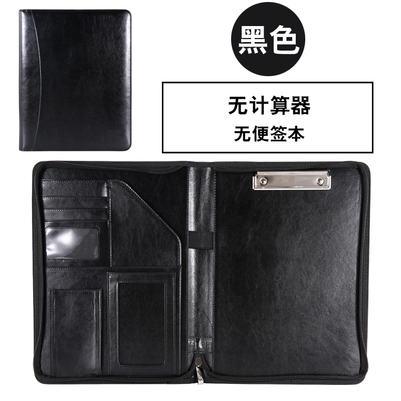 Fabricante A4 de hojas sueltas carpeta Gerente de material con cremallera bolsa de oficina de negocios CONTRATO DE firma tablero clip de cuero