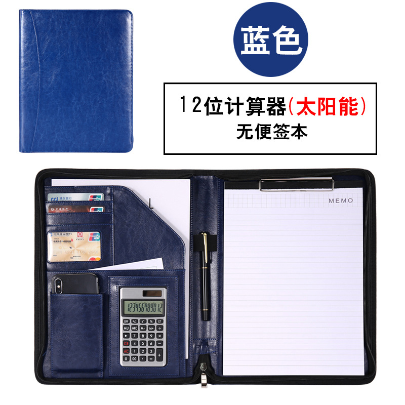 Fabricante A4 de hojas sueltas carpeta Gerente de material con cremallera bolsa de oficina de negocios CONTRATO DE firma tablero clip de cuero