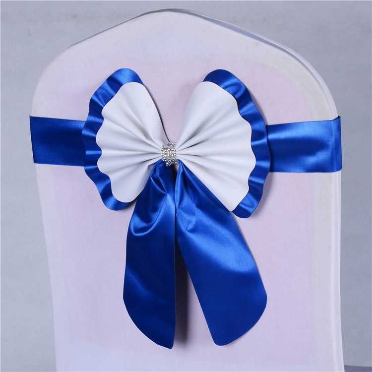 Chair Ribbon Chair Back Bow Chair Back Flower Decoration Free Wedding Hotel Celebration Year Supplies Double Color Short Tail