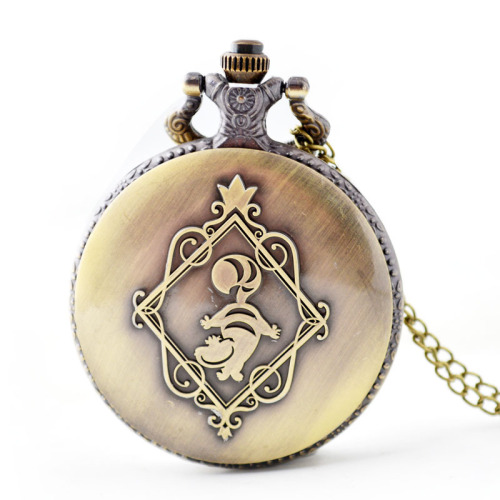 Boshiya foreign trade hot-selling European and American vintage Alice in Wonderland bronze quartz pocket watch wholesale necklace hanging watch