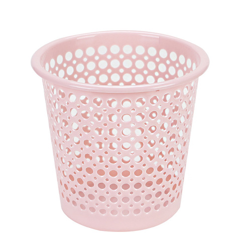 Household plastic uncovered trash bin simple small size bathroom hollow living room kitchen wastebasket large size classified basket