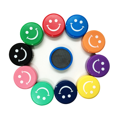 2CM笑脸磁粒平面白板彩色圆形磁贴家用学校教具强力塑料磁钉