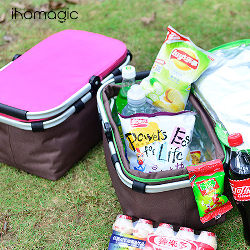 Oxford tela coche bolsa de picnic portátil plegable bolsa de hielo con tapa de gran capacidad refrigerada picnic bolsa de hielo