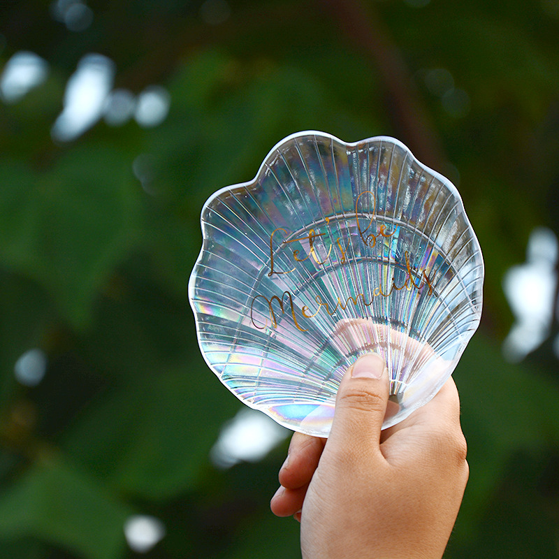 Creative Shell Dish Glass Ins Fantasy Small Dish Mermaid Letter Nail Art Photography Props Colorfulful Shell Dish