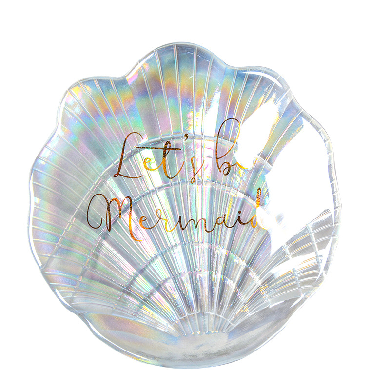 Creative Shell Dish Glass Ins Fantasy Small Dish Mermaid Letter Nail Art Photography Props Colorfulful Shell Dish
