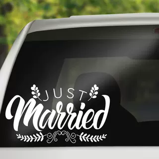 外贸“Just married”外贸汽车pvc雕刻镂空车窗后挡风玻璃车贴