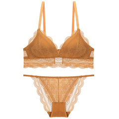 French Retro Sexy Triangle Bralette, Thin Wire-Free Lace Bra, Breathable and Comfortable Women's Bra Set