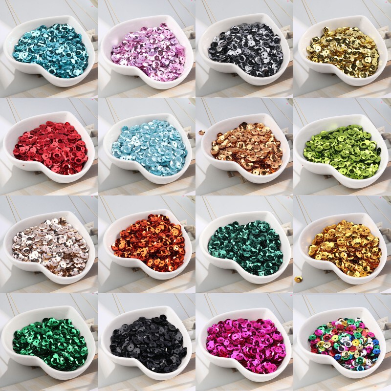 40 color spot 4-8mm concave PVC bulk sequins silver bottom magic beads DIY hand sewing clothing accessories 10 grams