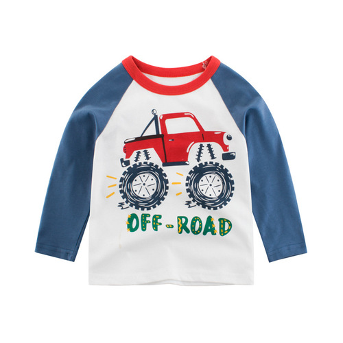 27KIDS Korean version of children's clothing, boys' new autumn clothing, children's long-sleeved T-shirt, car baby top, one piece consignment sale