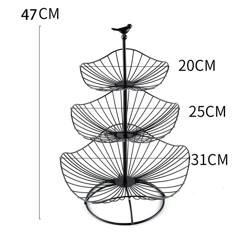 Nórdico moderno minimalista plato de fruta sala de estar hogar cesta de frutas de tres capas cesta de frutas de múltiples capas de almacenamiento de hierro cesta de aperitivos
