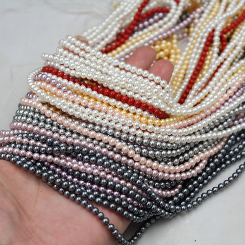 Wholesale 4mm Shijia Pearl Powdered Beads Colored Shell Pearl Necklace DIY Jewelry Accessories Bead Material 