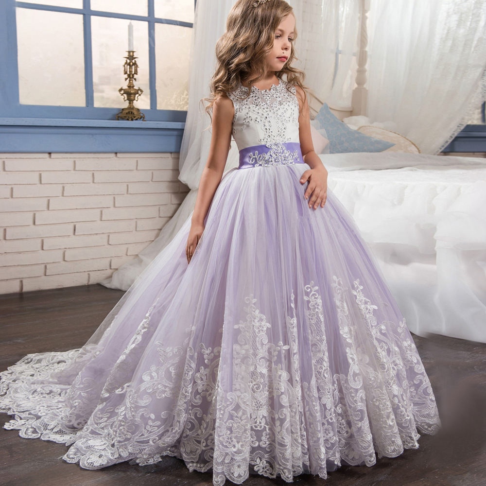Amazon's new 2026 children's dresses, girls' wedding dresses, color-blocked tutu princess dresses, wedding flower girl dresses.