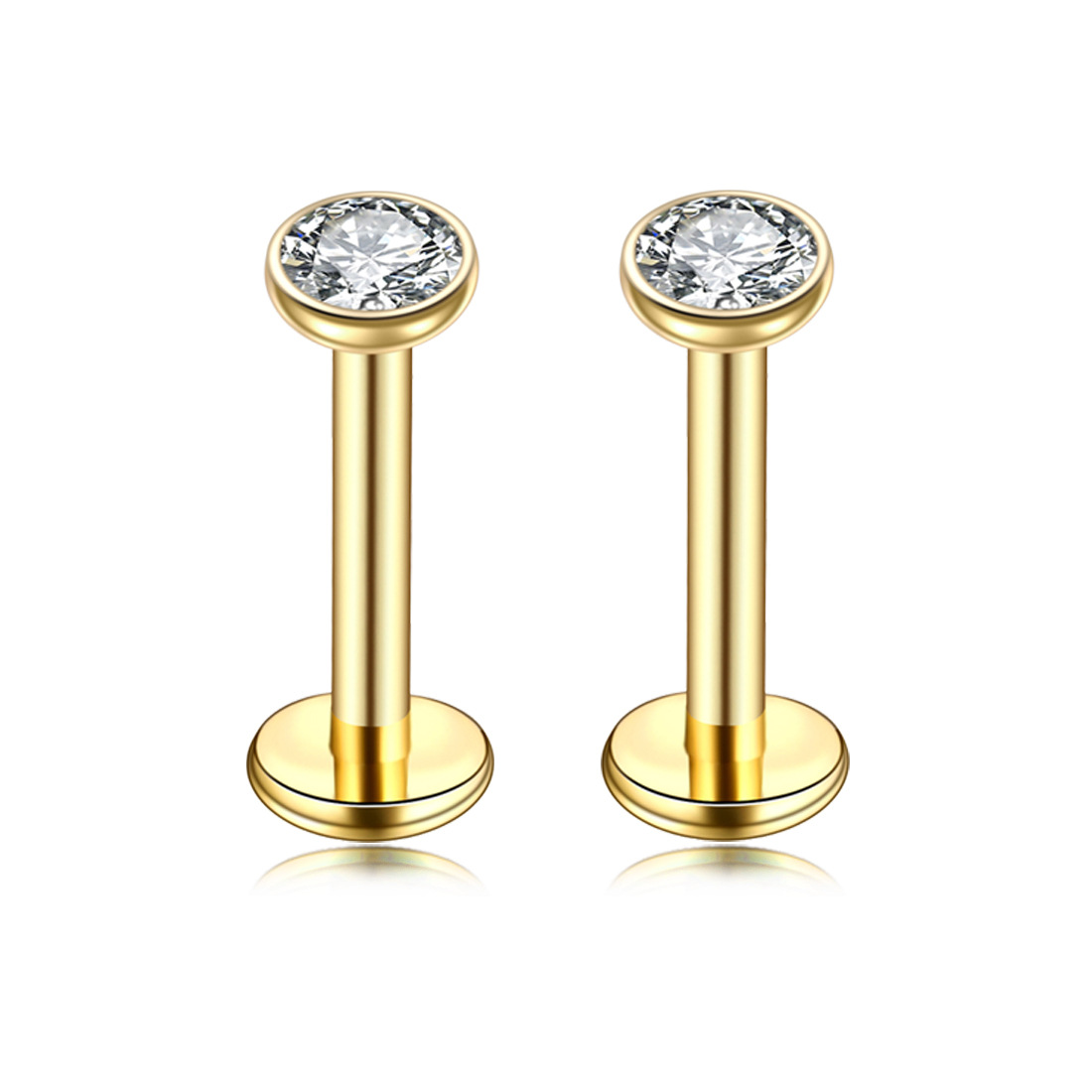 Leppepiercing i rustfritt stål med zirkonia hjerte og stjerne_voghion.com