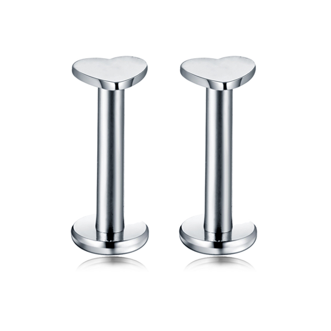 Leppepiercing i rustfritt stål med zirkonia hjerte og stjerne_voghion.com