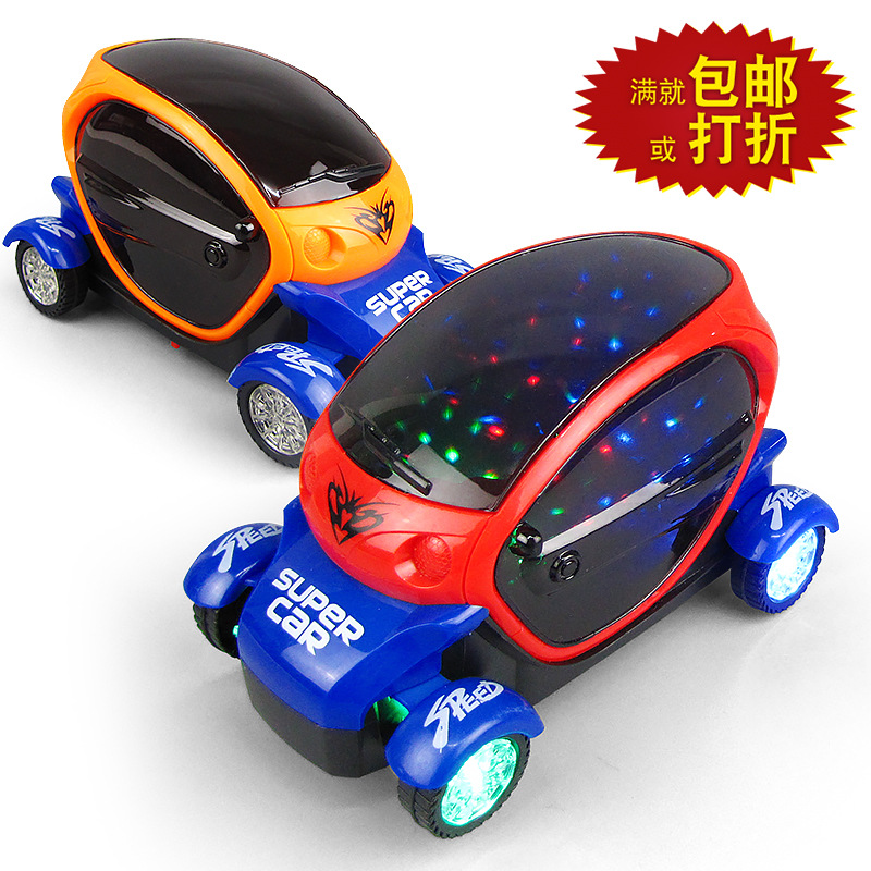 Nuevo 3D iluminación coche modelo eléctrico universal giratorio colorido música dibujos animados coche juguete puesto Venta caliente al por mayor