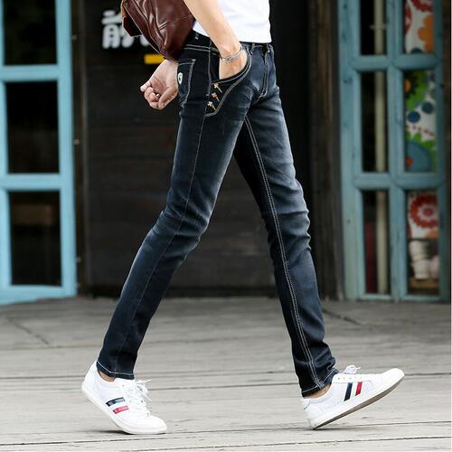 Men's Fashion Jeans 9-inch Casual Slim Straight Versatile Pants Korean Style Trendy Summer Thin Long Jeans
