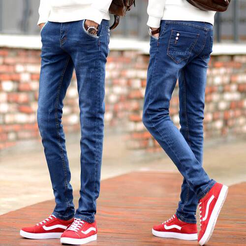 Men's Fashion Jeans 9-inch Casual Slim Straight Versatile Pants Korean Style Trendy Summer Thin Long Jeans