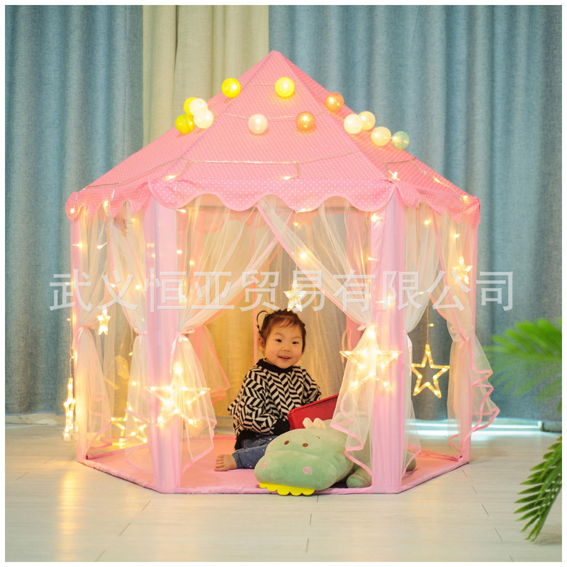 Casita de Juego Carpa Castillo de Princesa de Tela de Poliéster para Niños en Interior